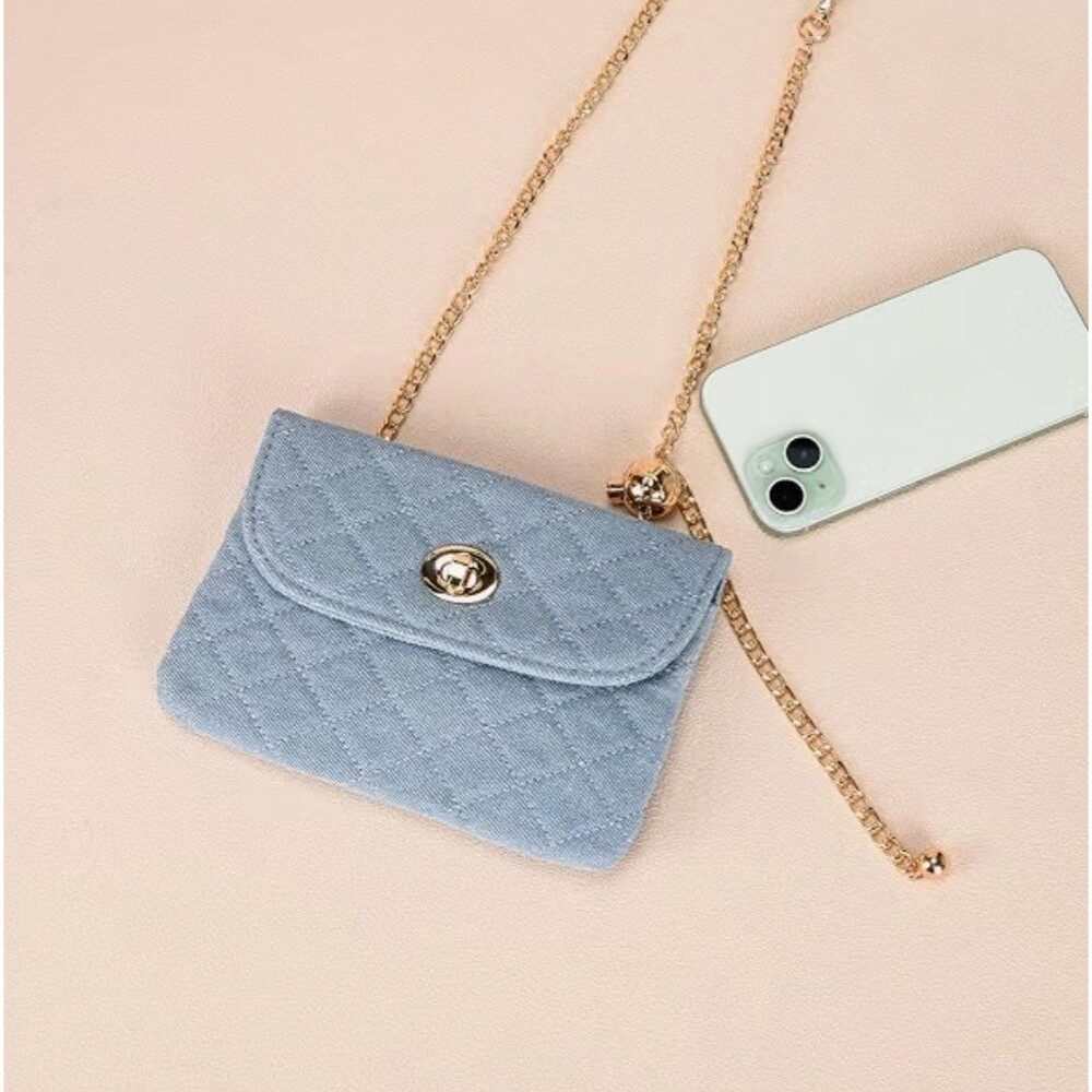 Mini chain belt bag for women, Fasion denim waist purse,Designer Checkered...